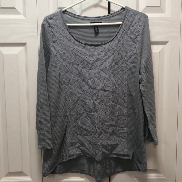 GAP Tops - The Gap Grey 3/4 Length Sleeve Crochet Raglan Top